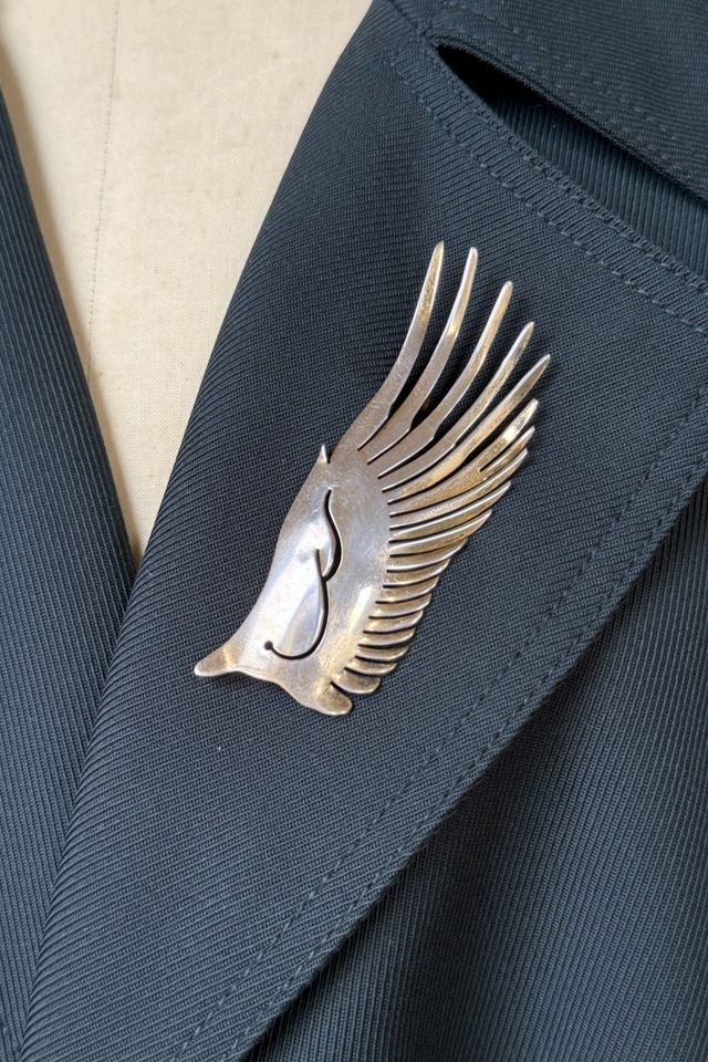 Vintage Modernist Sterling Silver Wings Brooch Selected by MARMALADE #1