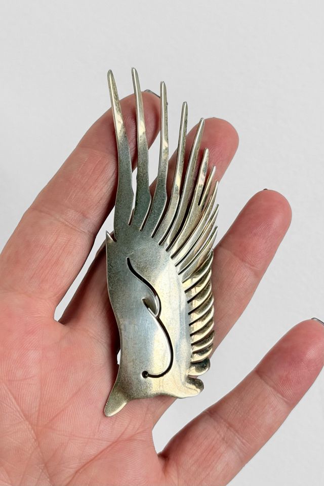 Vintage Modernist Sterling Silver Wings Brooch Selected by MARMALADE #3