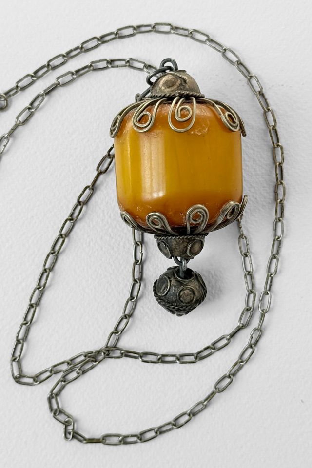 Vintage Butterscotch Copal Amber Filigree Pendant Selected by MARMALADE #3