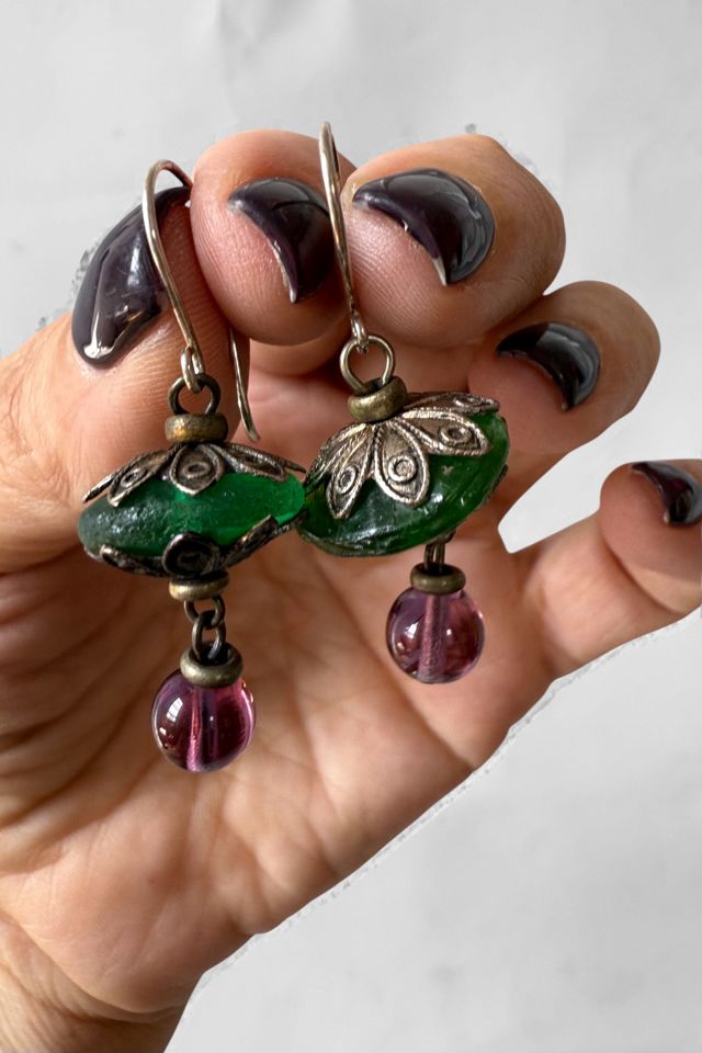 Vintage Boho Filigree Glass Droplet Earrings Selected by MARMALADE #1