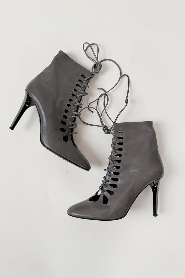 Vintage Y2K Leather Victorian Eyelet Ankle Boots Selected by MARMALADE #1