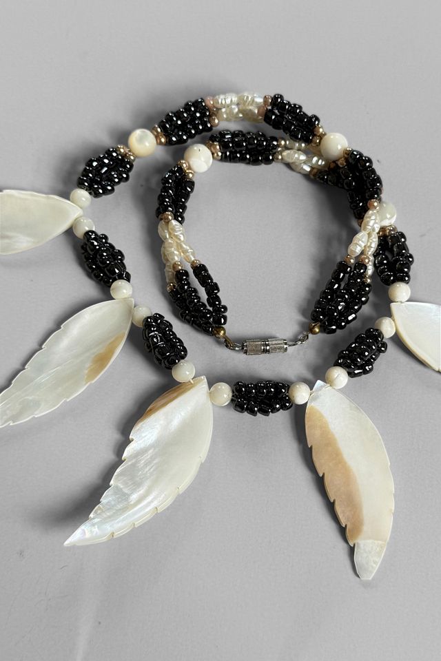 Vintage Mother of Pearl Feather Bead Necklace Selected by MARMALADE #2