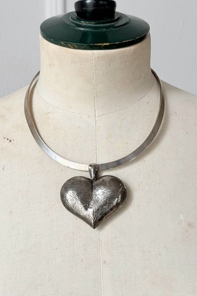 Vintage Etched Puffy Heart Charm Collar Selected by MARMALADE #1
