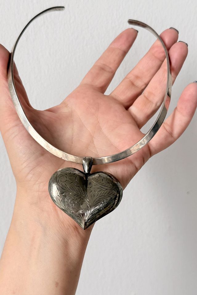 Vintage Etched Puffy Heart Charm Collar Selected by MARMALADE #3