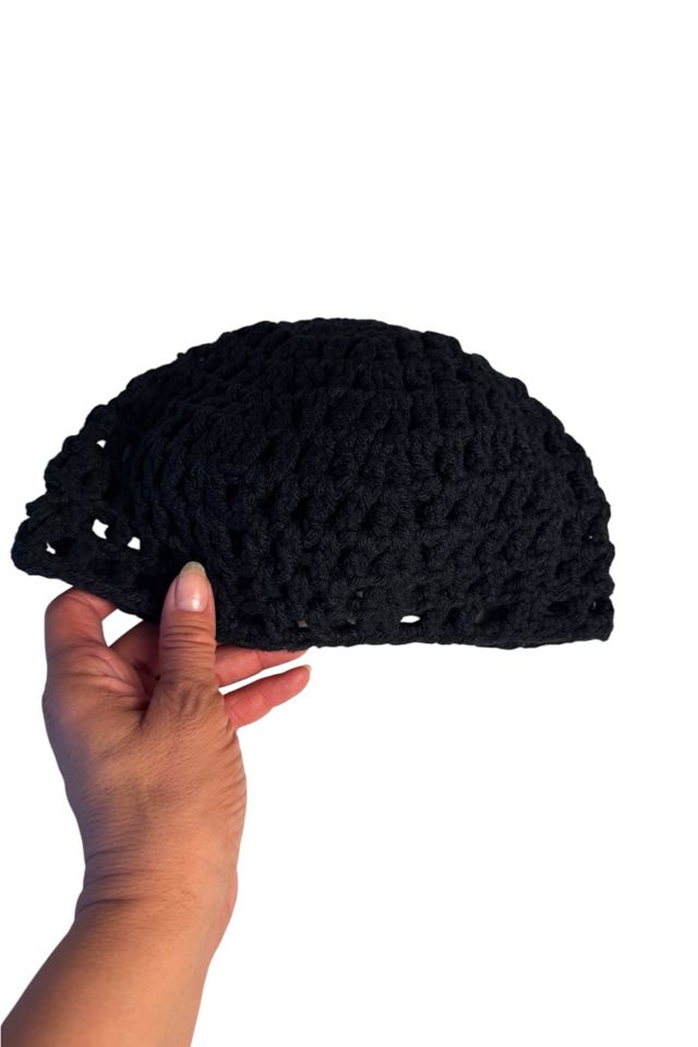 Vintage Black Crocheted Skull Cap Selected By Ankh By Racquel #2