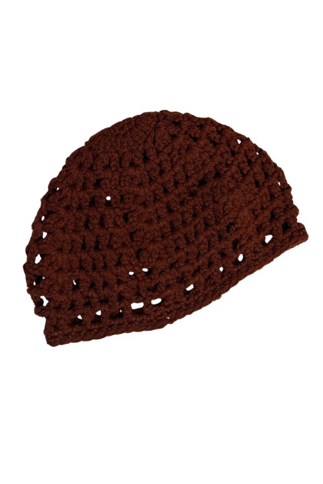 Vintage Brown Crocheted Skull Cap Selected By Ankh By Racquel #1