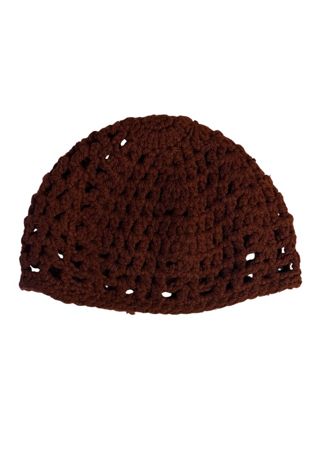 Vintage Brown Crocheted Skull Cap Selected By Ankh By Racquel