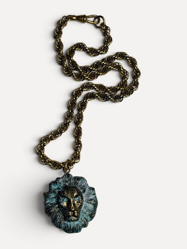 Vintage Lion Head Pendant On Rope Chain Selected By Ankh By Racquel #1