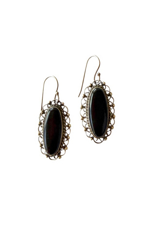 Vintage Silver And Onyx Oval Earrings Selected By Ankh By Racquel