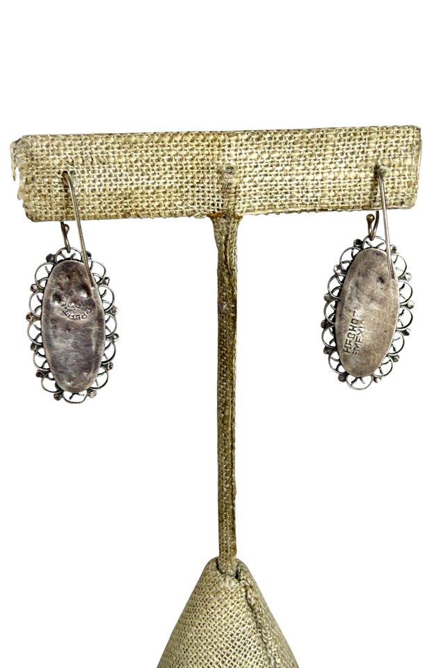 Vintage Silver And Onyx Oval Earrings Selected By Ankh By Racquel #3