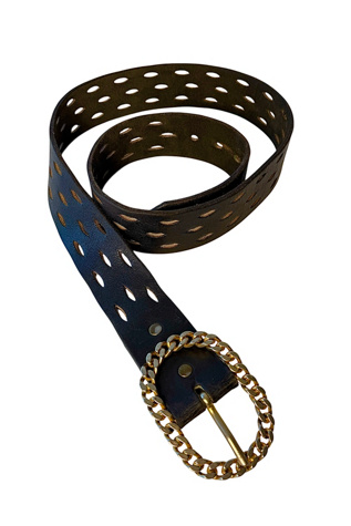 Vintage Black Belt With Chain Buckle Selected By Ankh By Racquel