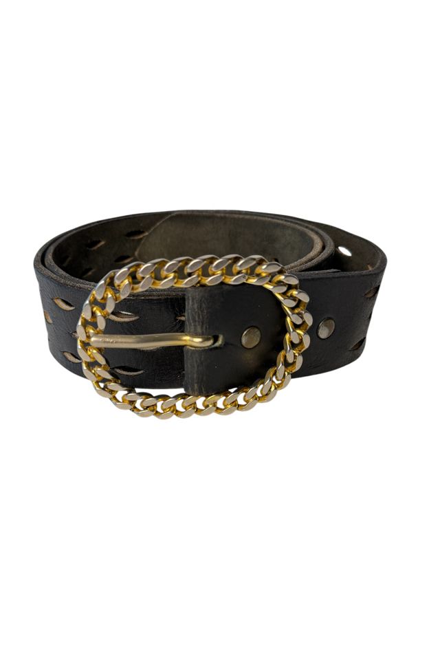 Vintage Black Belt With Chain Buckle Selected By Ankh By Racquel #1