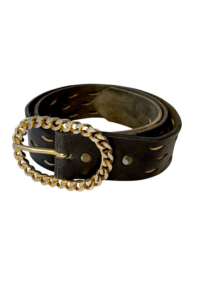 Vintage Black Belt With Chain Buckle Selected By Ankh By Racquel #2