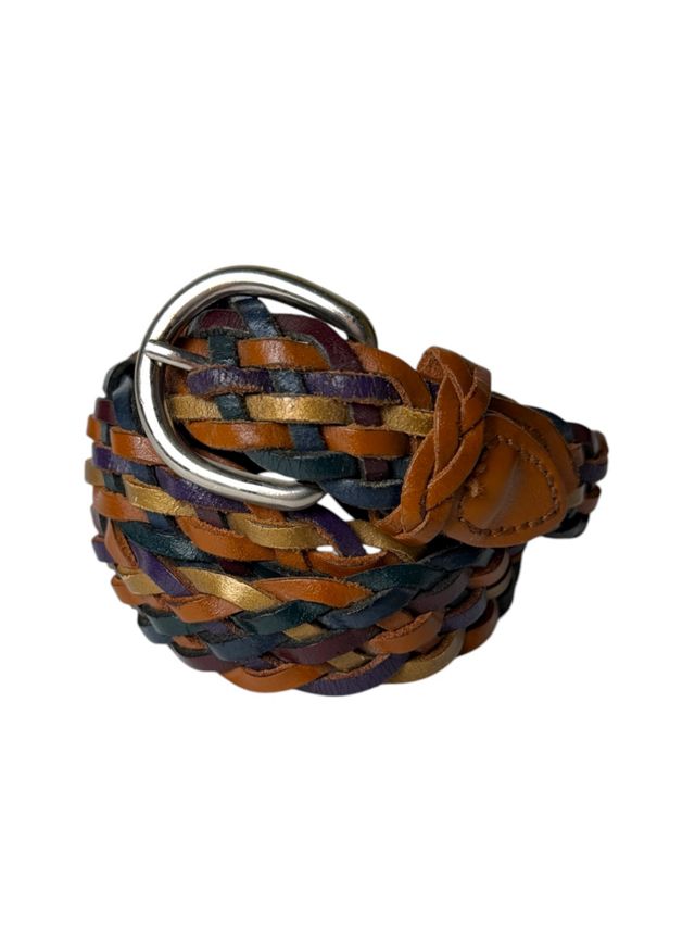 1980's Multicolored Woven Leather Belt Selected By Ankh By Racquel #1