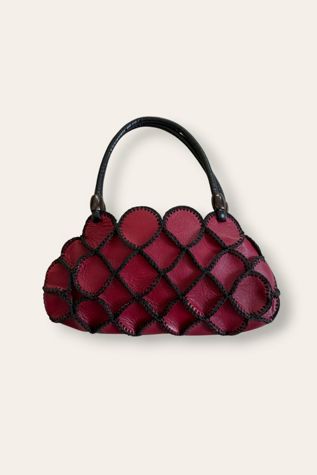 Y2K Scalloped Leather Patchwork Bag Selected By Afterlife Boutique