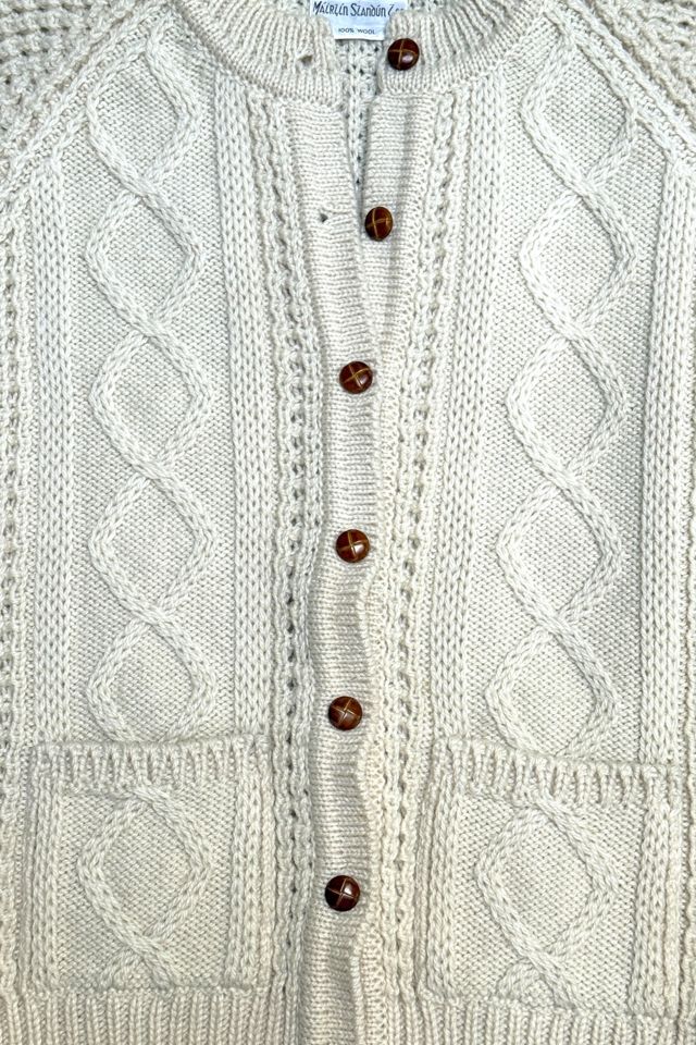 Vintage 1980s Irish Wool Knit Cardigan Sweater Selected By Afterlife Boutique #1