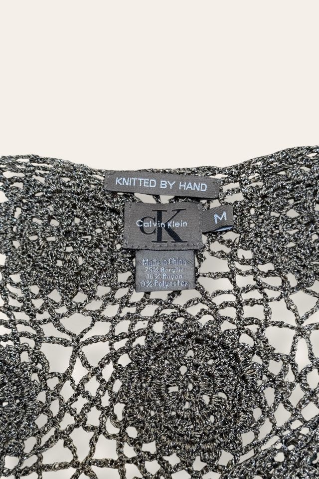 Y2K Hand Knit CK Crochet Cropped Sweater Top Selected By Afterlife Boutique #2
