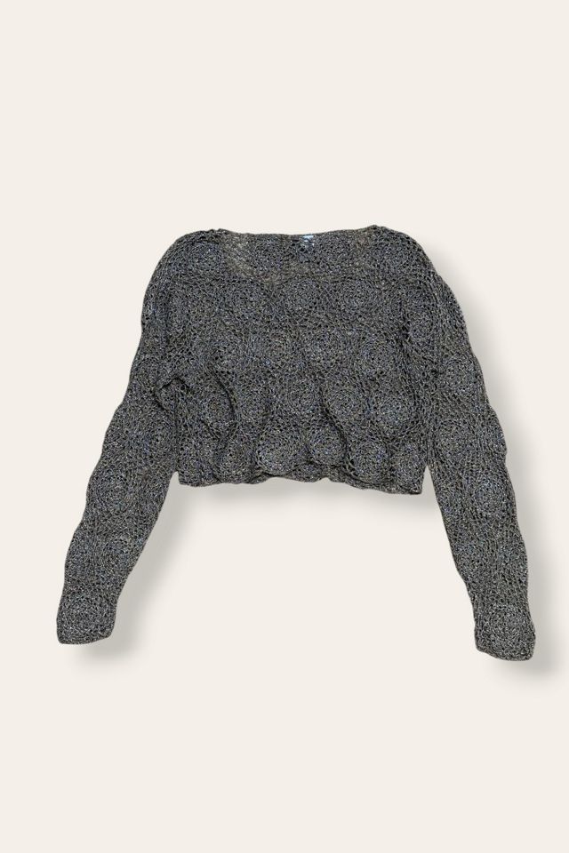 Y2K Hand Knit CK Crochet Cropped Sweater Top Selected By Afterlife Boutique #3