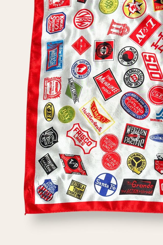 Vintage 1960s Railroad All Over Print Scarf Selected By Afterlife Boutique #1