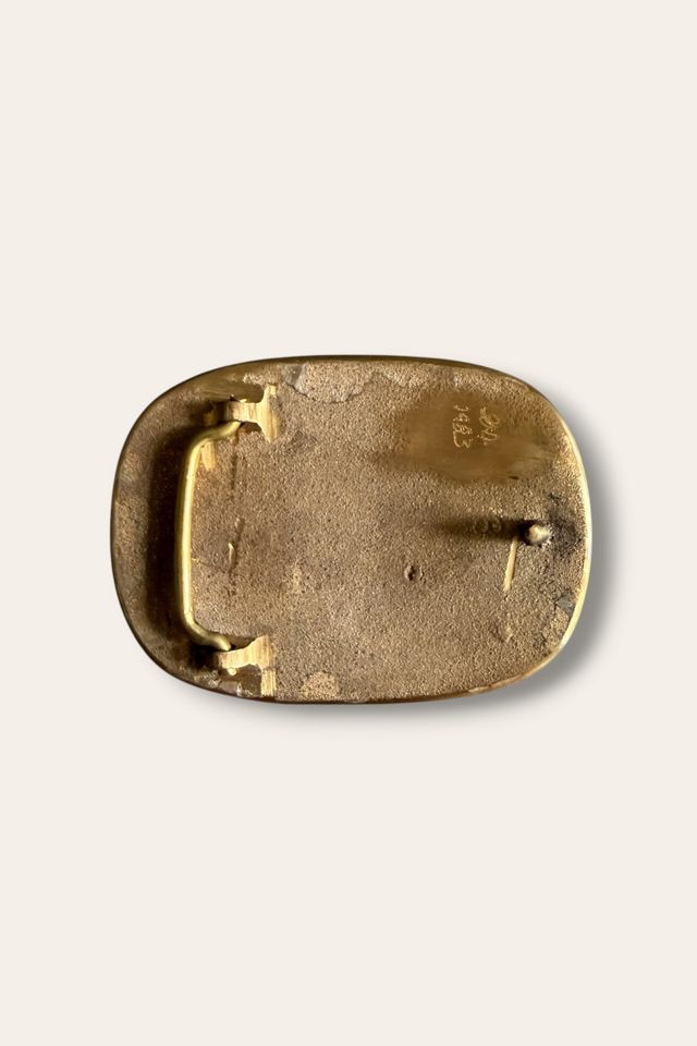 Vintage 1980s Handmade Brass Deer & Fawn Belt Buckle Selected By Afterlife Boutique #1