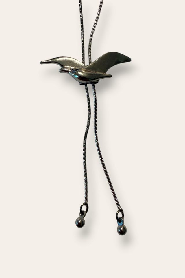 Vintage 1980s Silver Tone Bird Rope Chain Lariat Necklace Selected By Afterlife Boutique #2