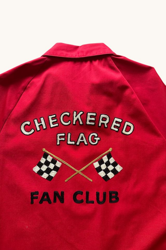 Vintage 1960s Chain Stitched Embroidery Checkered Flag Racing Jacket Selected By Vintage Warrior #1