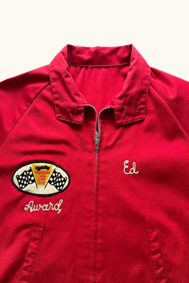 Vintage 1960s Chain Stitched Embroidery Checkered Flag Racing Jacket Selected By Vintage Warrior #3