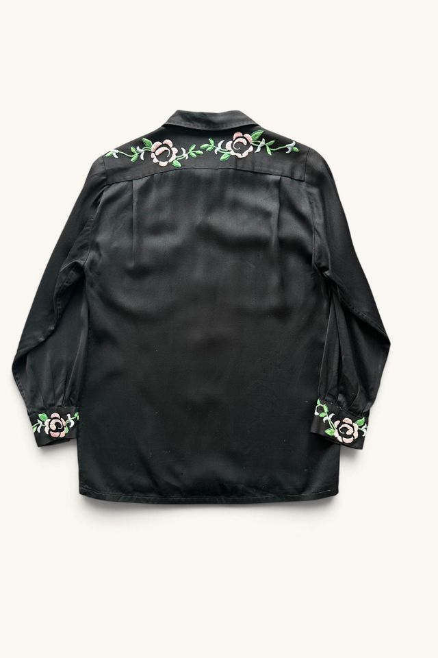 Vintage 1950s Floral Pattern Embroidered Rayon Shirt Selected By Vintage Warrior #2