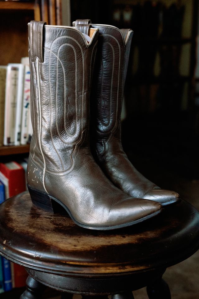1970s Vintage Justin Dark Taupe Brown Leather Western Boots by Lauren Owen of Texas #1