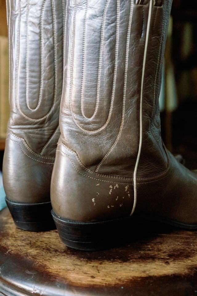 1970s Vintage Justin Dark Taupe Brown Leather Western Boots by Lauren Owen of Texas #2