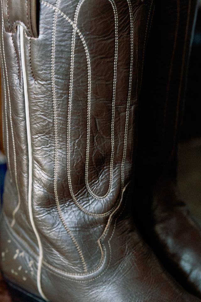 1970s Vintage Justin Dark Taupe Brown Leather Western Boots by Lauren Owen of Texas #3