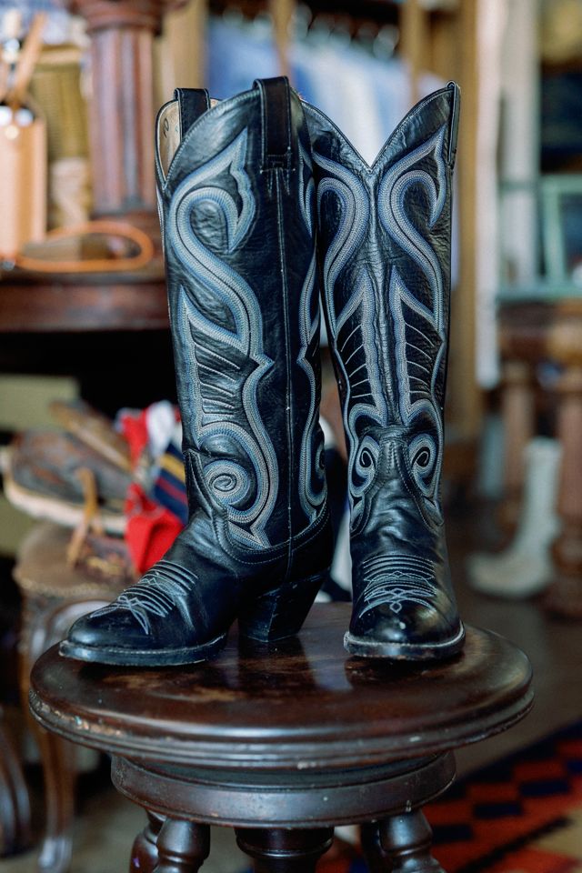 1980s Cowtown Black Leather Western Boots by Lauren Owen of Texas #2