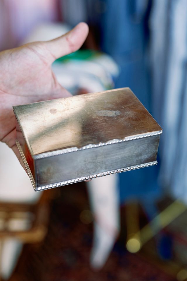 1950s English Silver-Plated Wood-Lined Cigarette Box by Lauren Owen of Texas #2