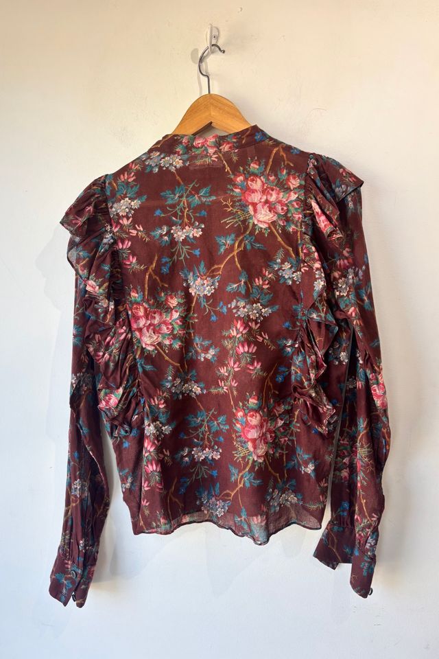 Doen Brown Floral Ruffle Top Selected by The Curatorial Dept. #1