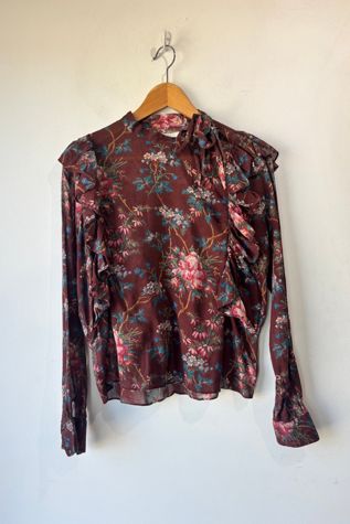 Doen Brown Floral Ruffle Top Selected by The Curatorial Dept.