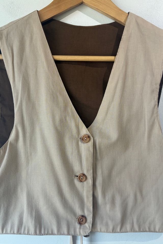 Khaki Cotton Vest with Wooden Buttons Selected by The Curatorial Dept. #1