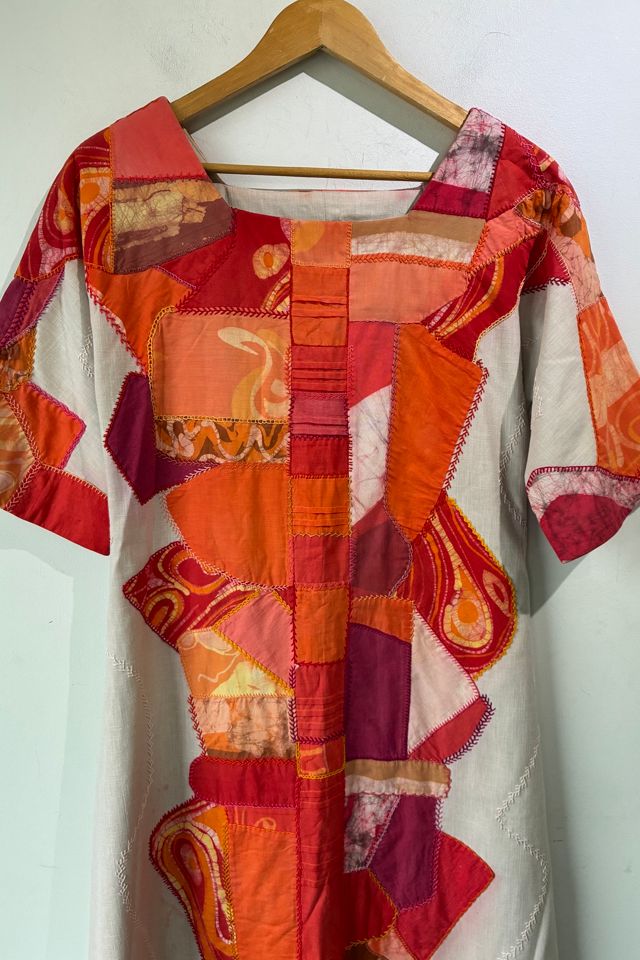 Vintage No Label Orange Patchwork Maxi Dress Selected by The Curatorial Dept. #1