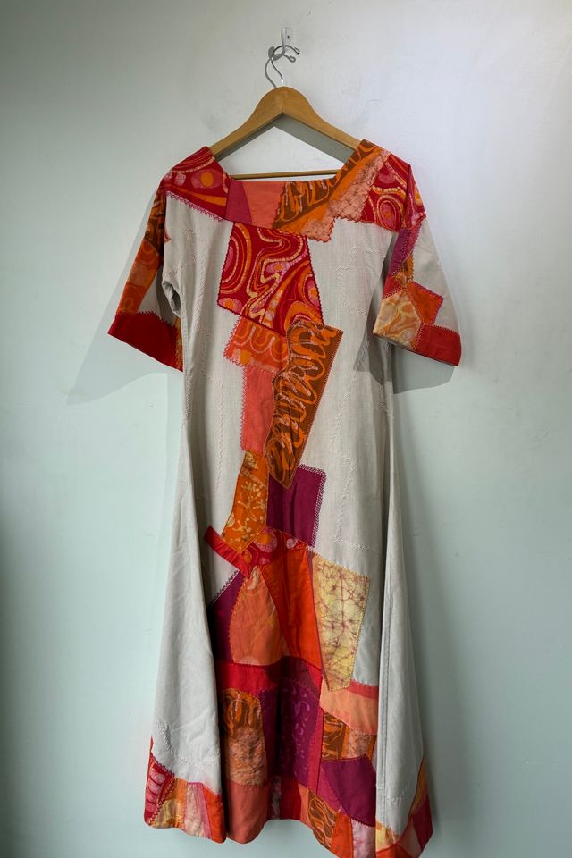 Vintage No Label Orange Patchwork Maxi Dress Selected by The Curatorial Dept. #2