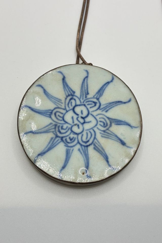Vintage Silver and Ceramic Medallion Necklace Selected by The Curatorial Dept. #1
