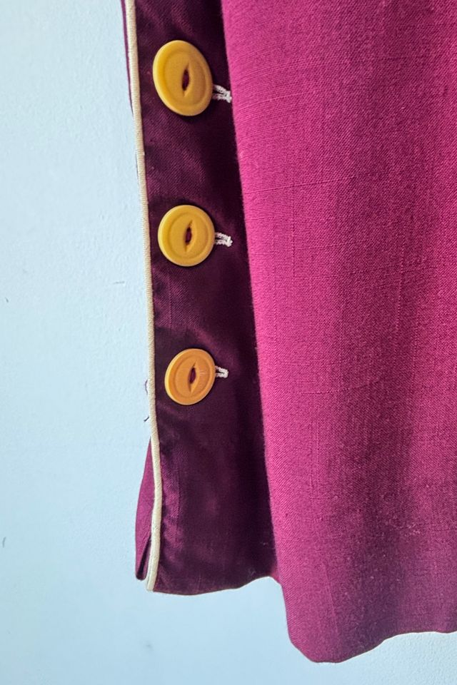 Vintage Maroon 1940s Dress with Bakelite Buttons Selected by The Curatorial Dept. #1