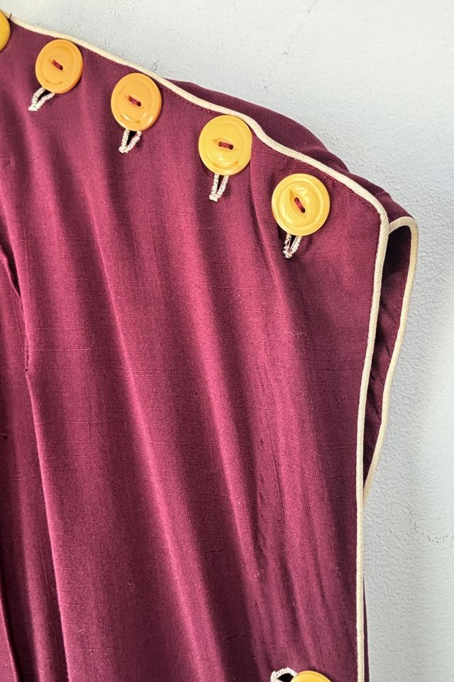 Vintage Maroon 1940s Dress with Bakelite Buttons Selected by The Curatorial Dept. #2
