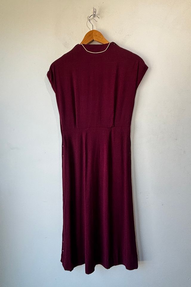 Vintage Maroon 1940s Dress with Bakelite Buttons Selected by The Curatorial Dept. #3