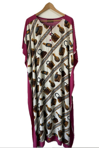 AA Amira Magenta Accessories Print Caftan Selected by The Curatorial Dept.