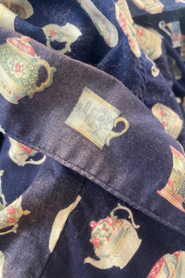 Conversation Pieces Navy Teapot-Print Ruffle Top Selected by The Curatorial Dept. #3