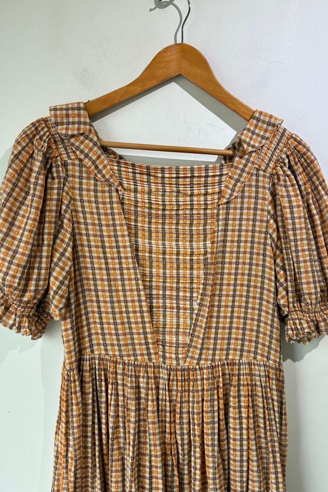 Doen Orange and Brown Gingham Dress Selected by The Curatorial Dept. #1