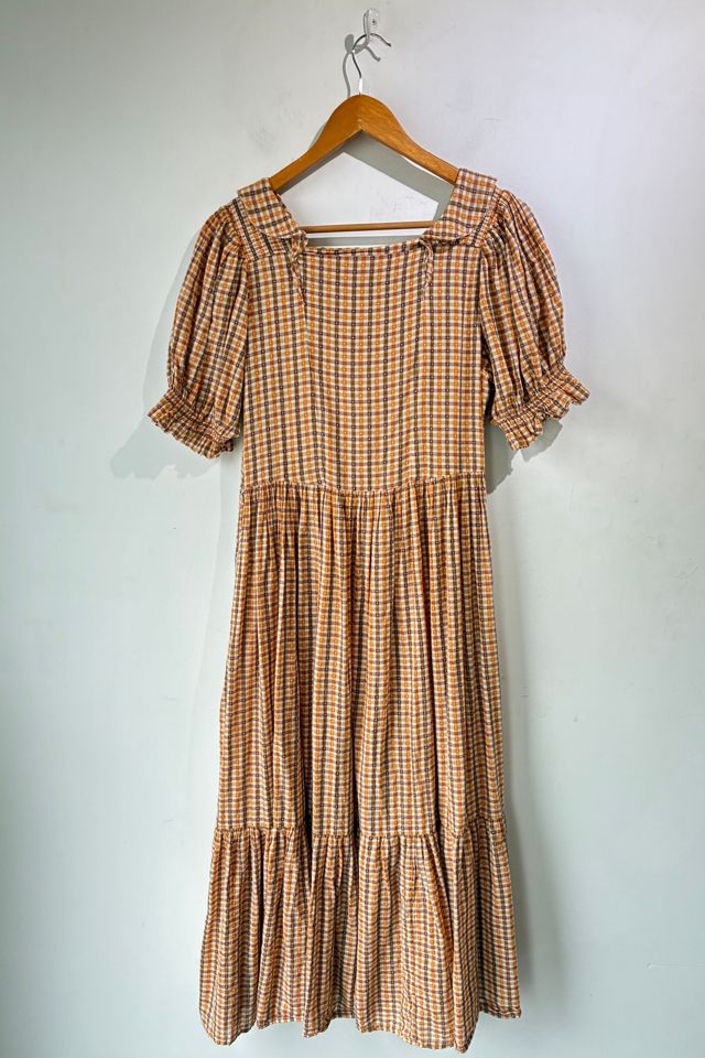 Doen Orange and Brown Gingham Dress Selected by The Curatorial Dept. #2