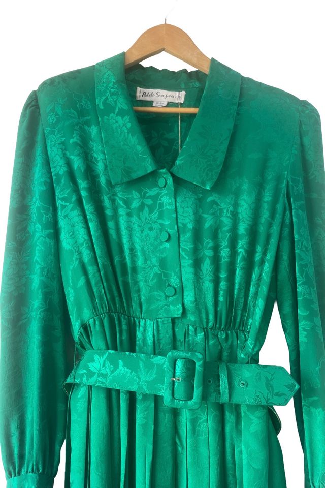 Vintage Adele Simpson Green Silk Belted Dress Selected by The Curatorial Dept. #1
