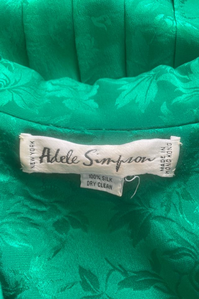Vintage Adele Simpson Green Silk Belted Dress Selected by The Curatorial Dept. #3