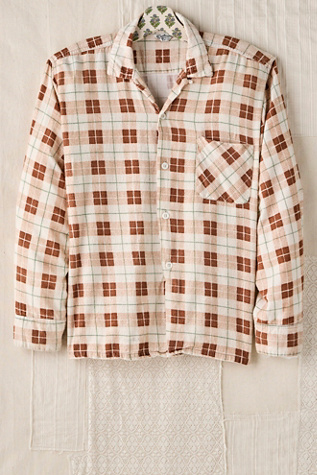FP MART: Vintage Brown and Green Plaid Flannel