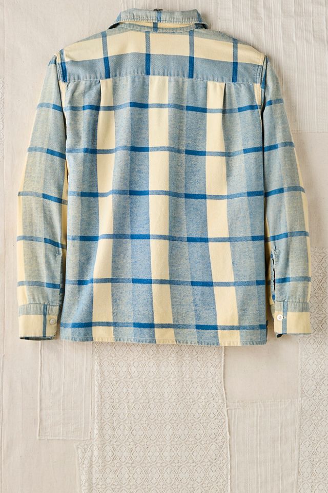 FP MART: Flanelle à carreaux vintage bleue et jaune #1